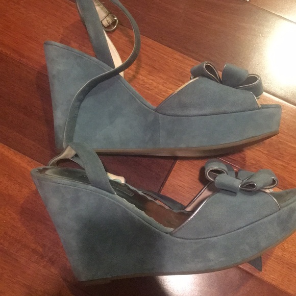 Marc Jacobs blue suede wedge sandals - Picture 7 of 8